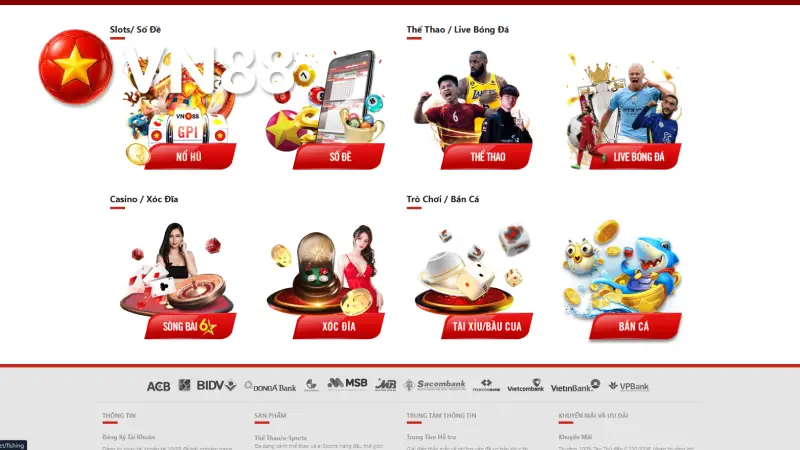 Các Sản Phẩm Giải Trí Tại VN88 - Thể Thao, Casino, Slot, Bắn Cá, Xổ Số